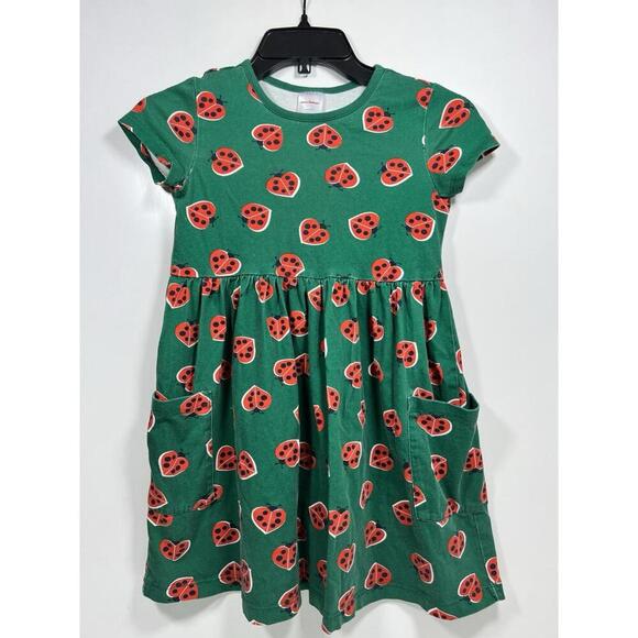 Hanna Andersson Other - Hannah Anderson Green Ladybug Playground Dress Size 8 130cm Hearts Pockets